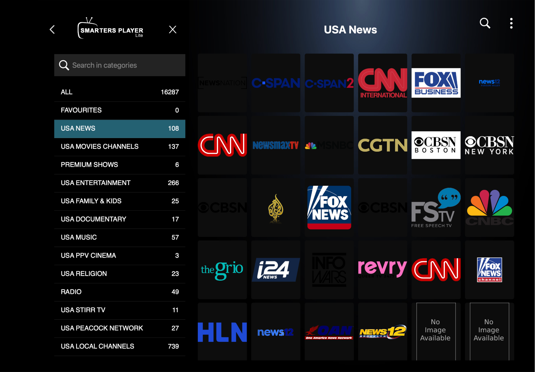 Kemo IPTV channel guide with EPG loaded on Firestick