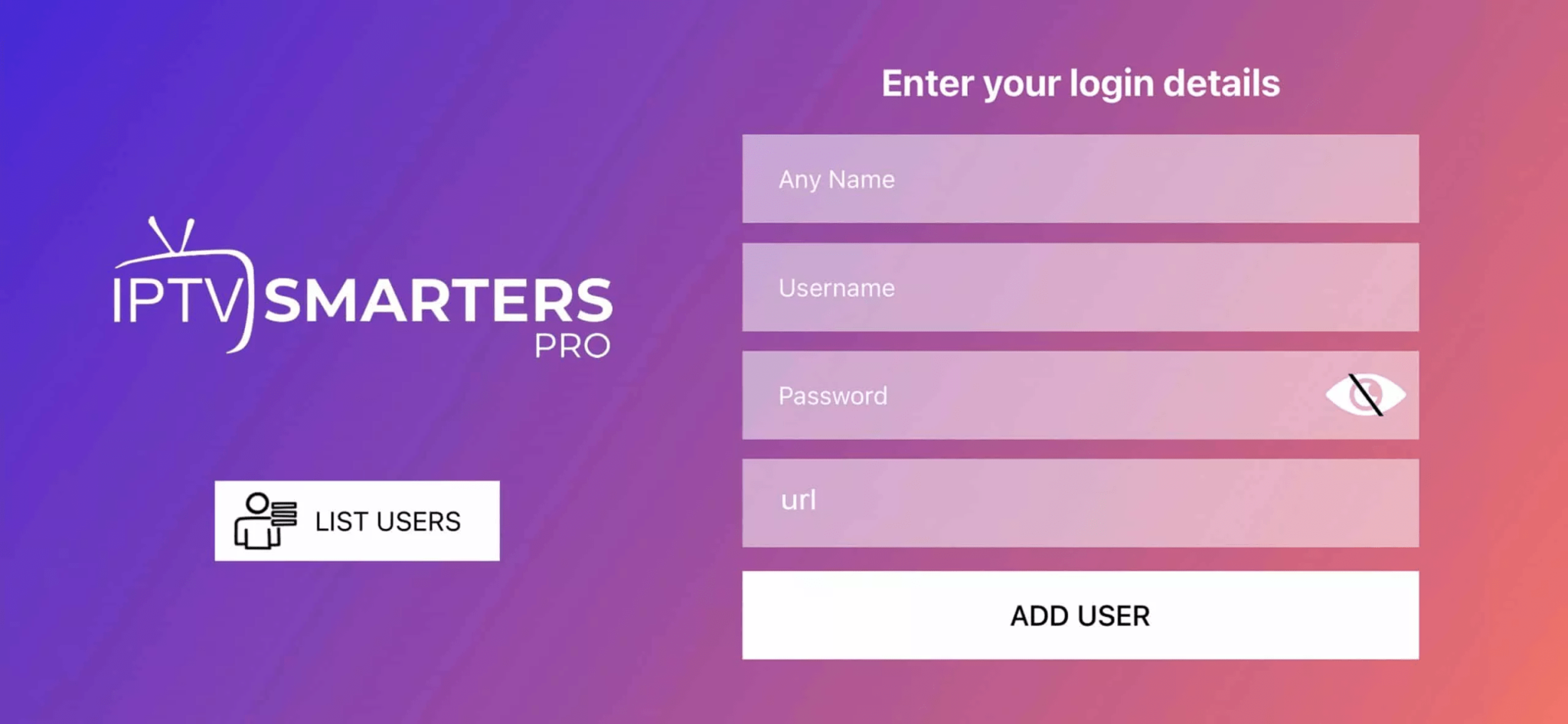 King IPTV login screen with username and password