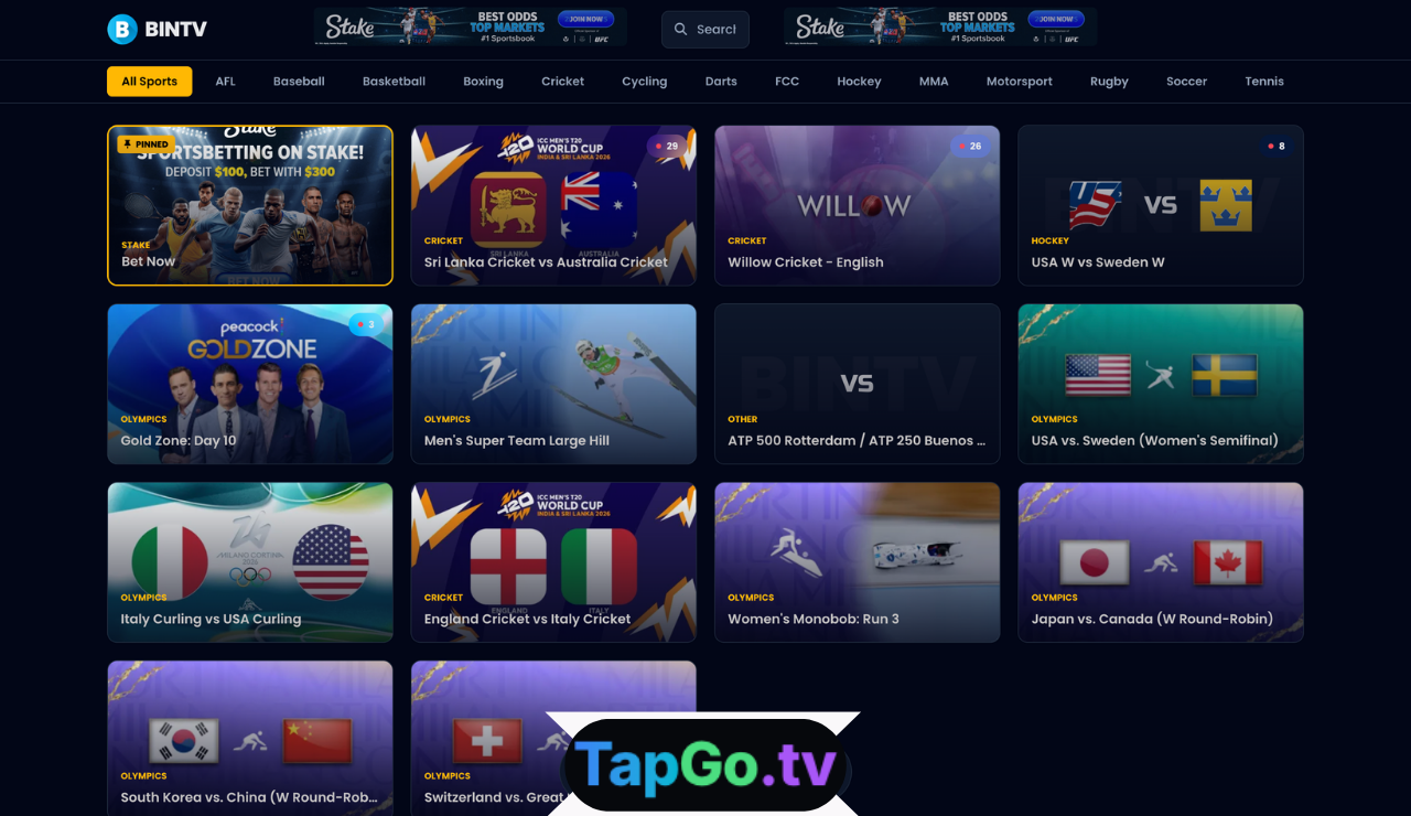 Bilasport sports streaming interface